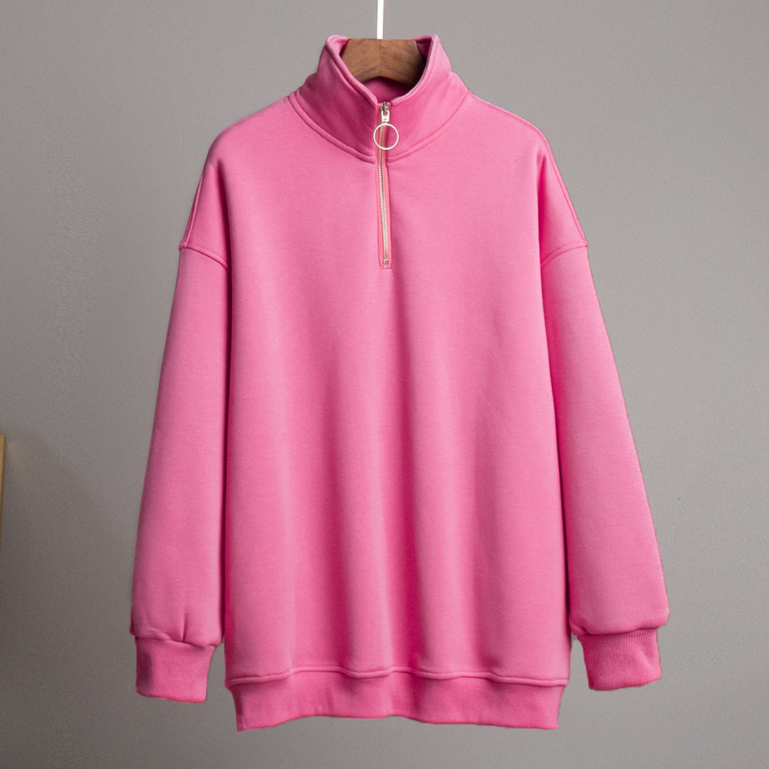 Casual sweater for women with high collar and zipper Lune London