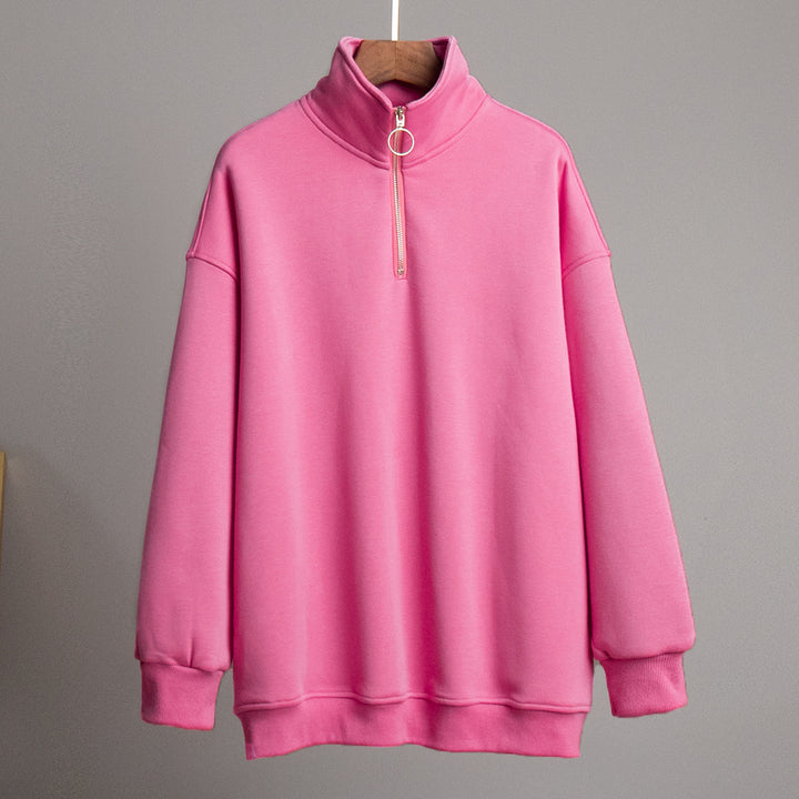 Casual sweater for women with high collar and zipper Lune London
