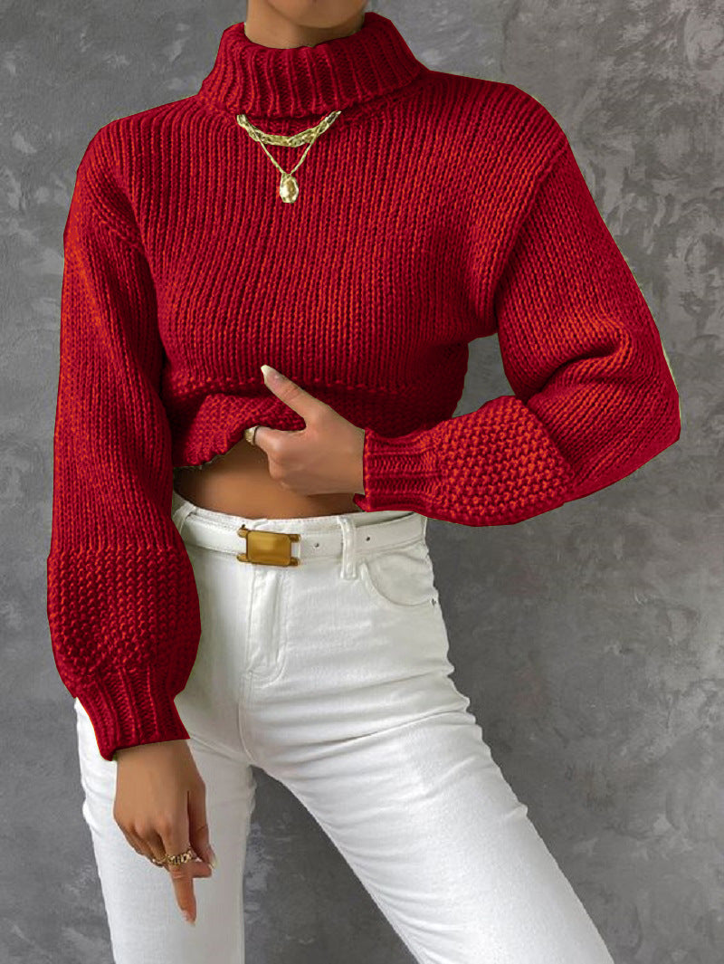 Women’s chunky knit sweater with high collar Lune London