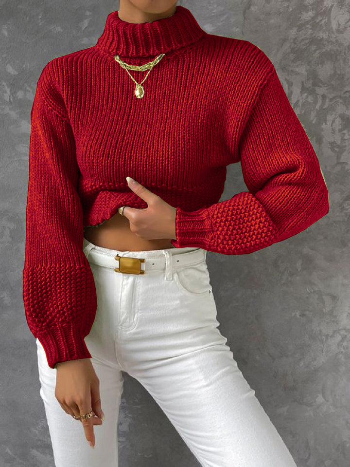 Women’s chunky knit sweater with high collar Lune London