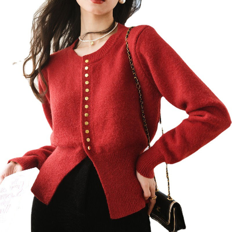 Cardigan en tricot pour femmes avec boutons décoratifs et coupe décontractée Chic & Stil
