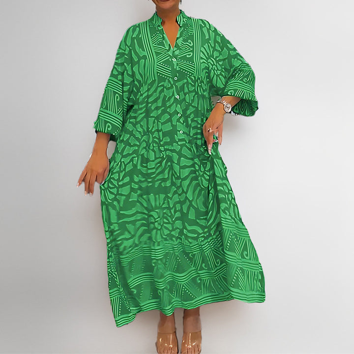 Women's long sleeve tunic dress with modern graphic pattern Lune London