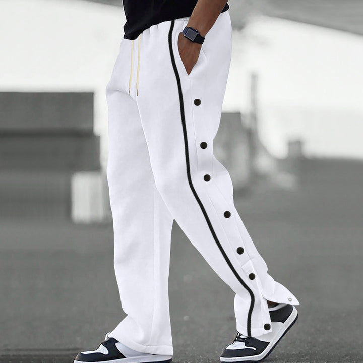 Men's sporty leisure pants with snap button detail and elastic waistband Lune London
