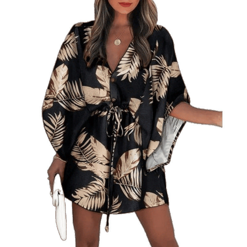 Floral print wrap dress for women with belt Lune London