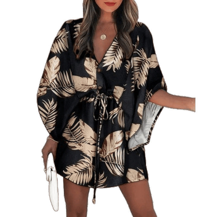Floral print wrap dress for women with belt Lune London