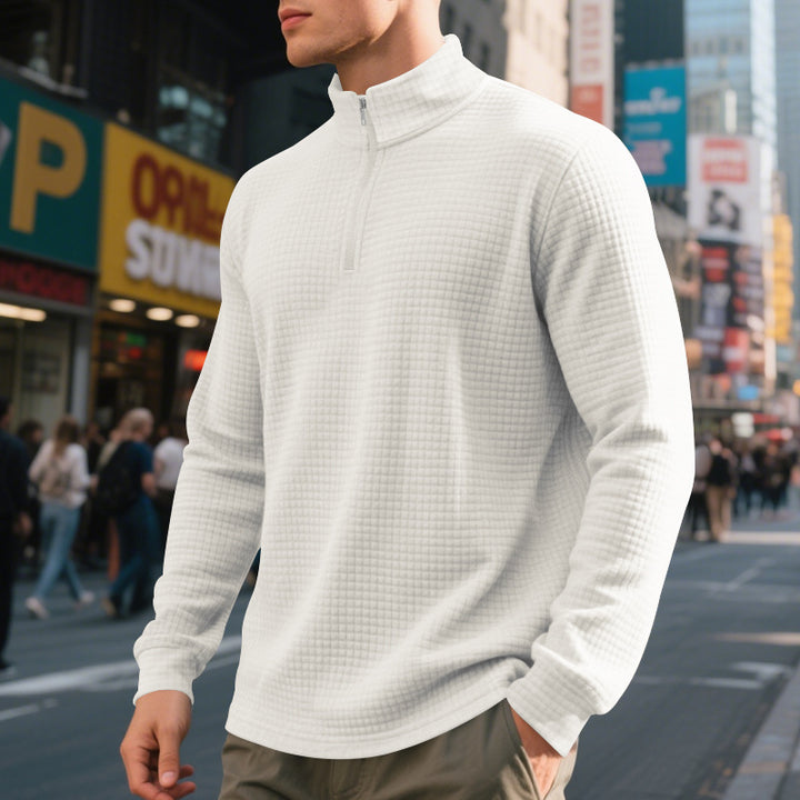 Functional pullover for men with half-zip and refined structured design Lune London