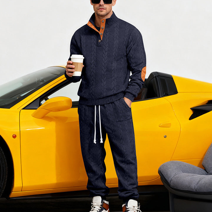 Men's knit jogging suit with a trendy collar and practical pockets Lune London