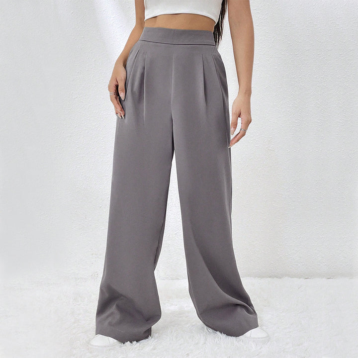 Pantalons larges élégants pour femmes avec taille haute et plis Chic & Stil