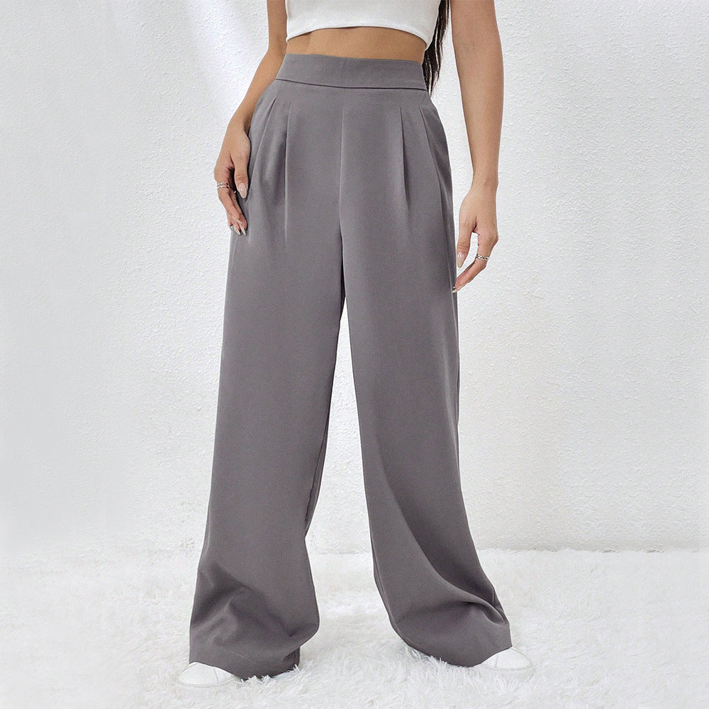 Pantalons larges élégants pour femmes avec taille haute et plis Chic & Stil