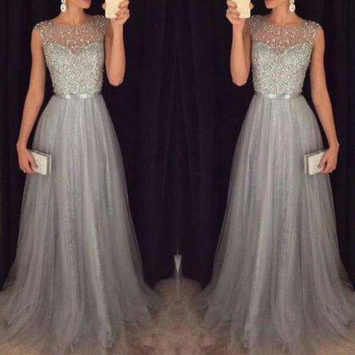 Lune London | Heart-Cut Maxi Ombre Gray Dress with Scoop Bodice