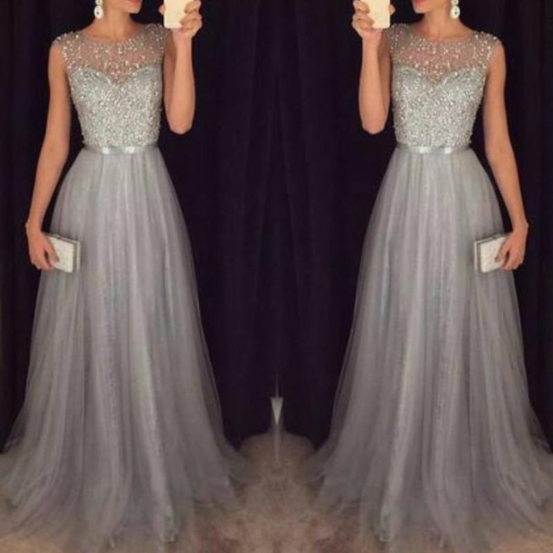 Lune London | Heart-Cut Maxi Ombre Gray Dress with Scoop Bodice