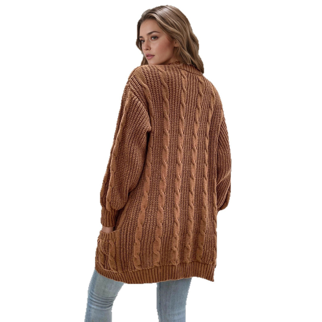 Women cardigan in large ribbed design with practical pockets Lune London