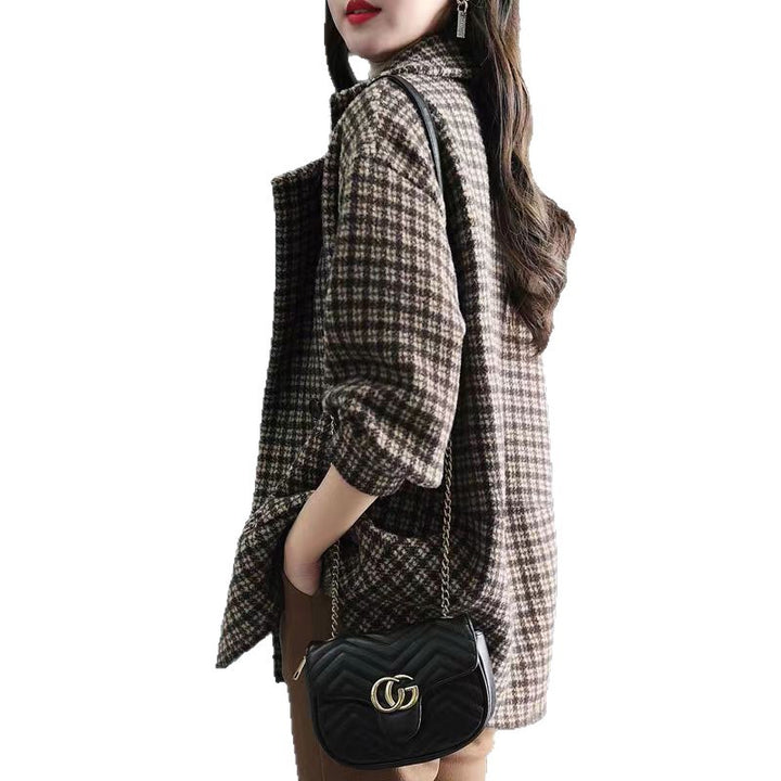 Veste en laine à carreaux pour femmes Chic & Stil