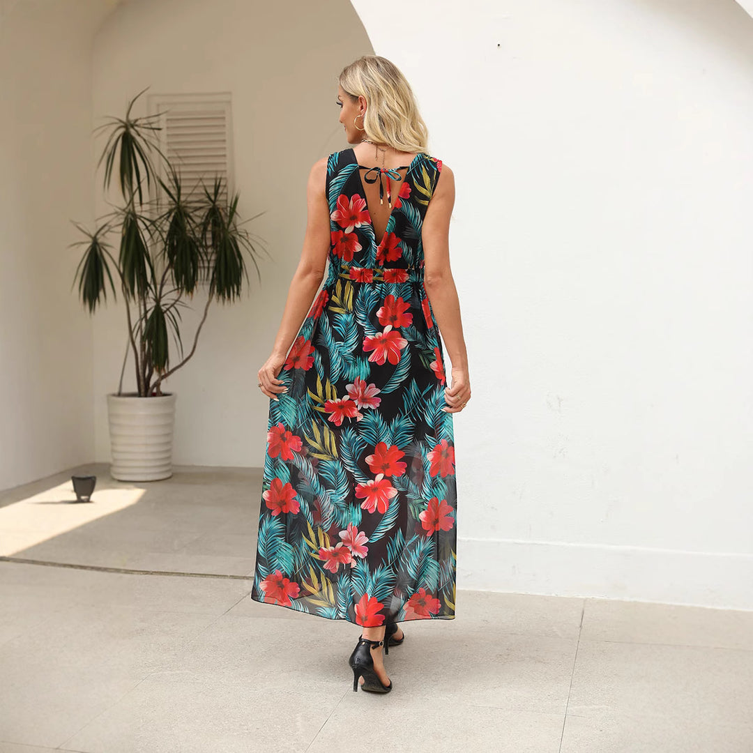 Women Flowers Long Maxi Dress Lune London