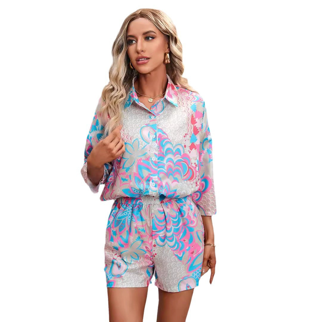 Casual short sleeve women's shirt with elastic waist and modern chic and style