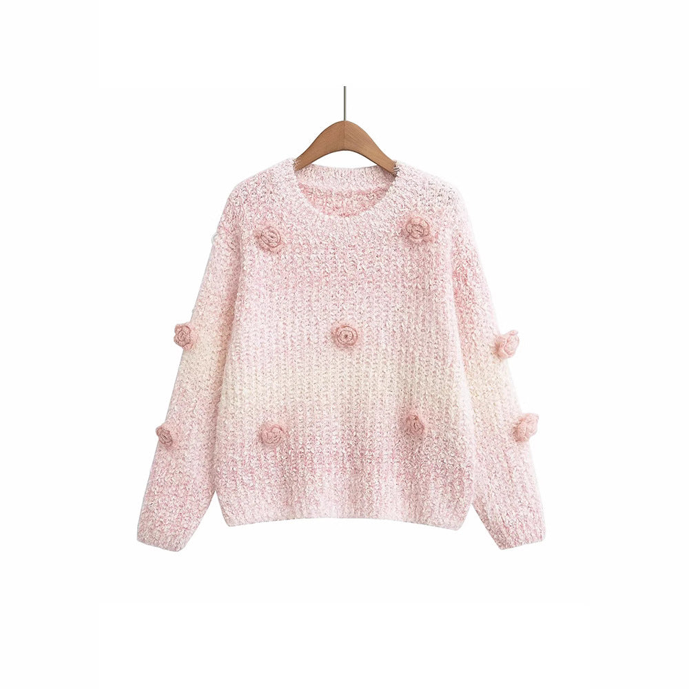 Ladies' knit sweater with structured floral patterns Lune London