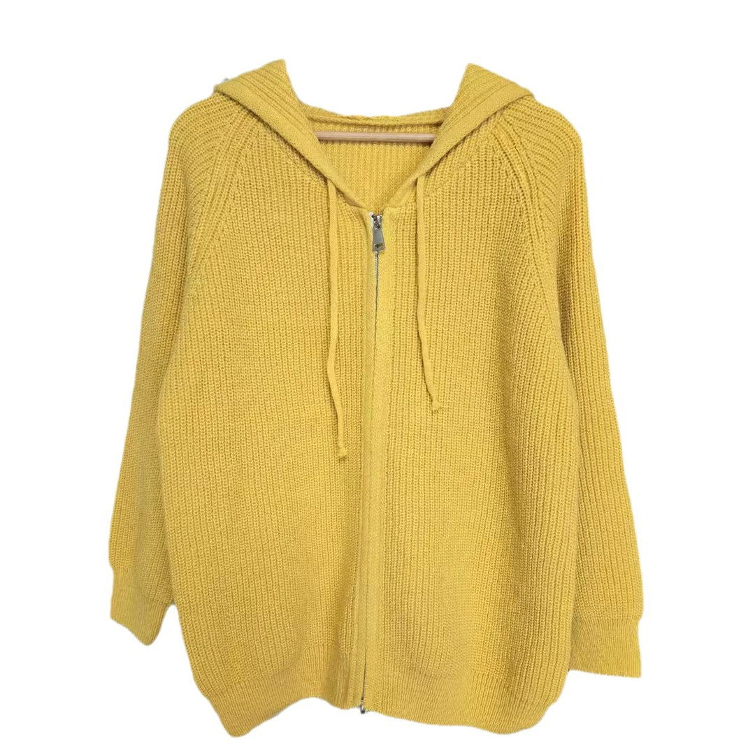 Ladies comfortable knit hoodie with full zip and drawstring Lune London