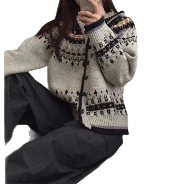 Cardigan féminin à la mode avec capuche et motif traditionnel norvégien Chic & Stil