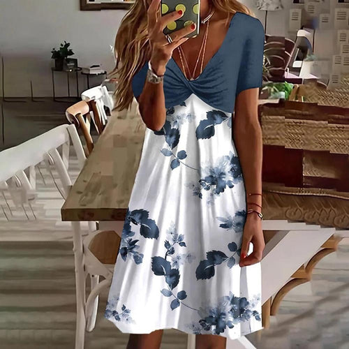Floral Print A-Line Dress for Women with Ruched Top Lune London