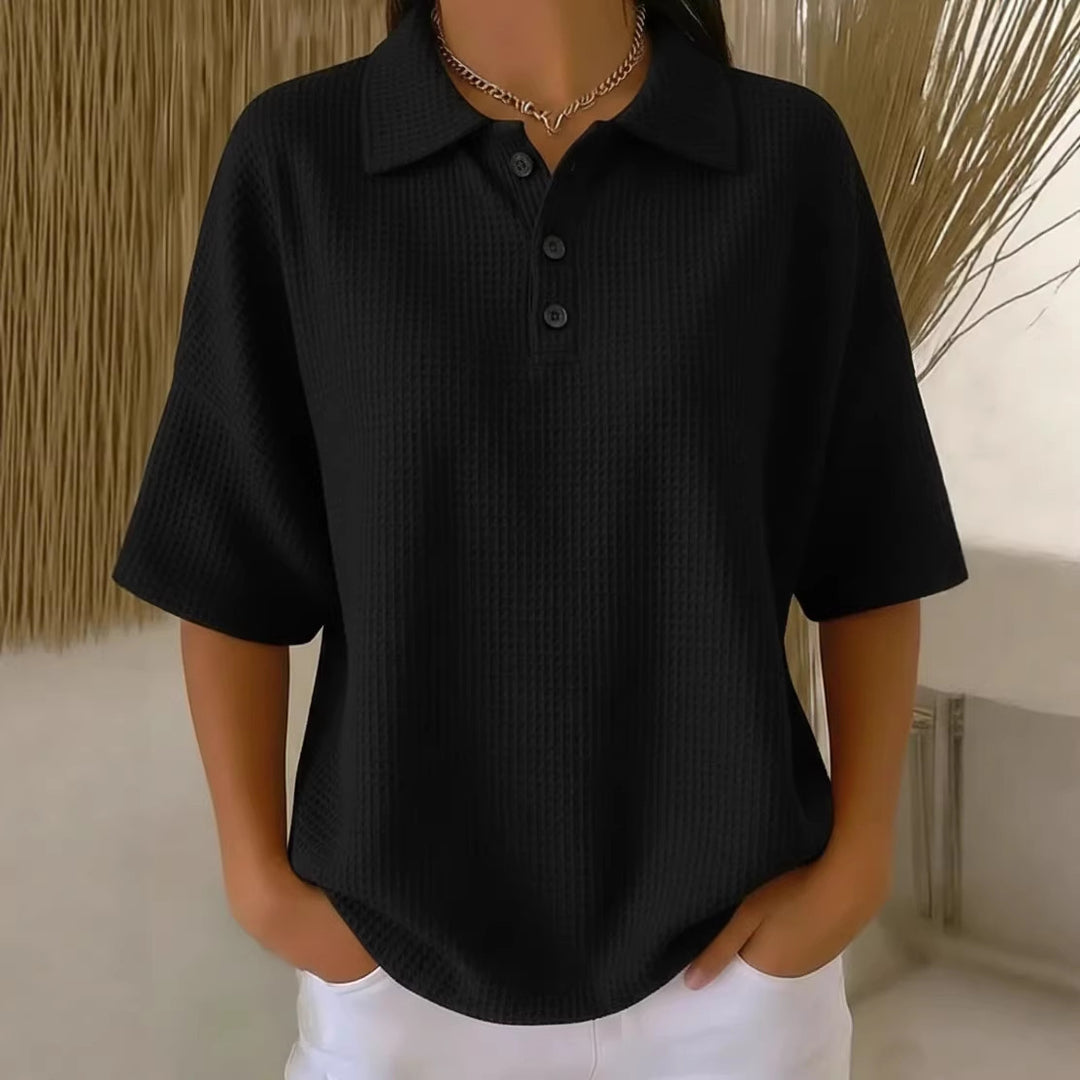 Ladies sporty polo shirt made of waffle piqué Lune London