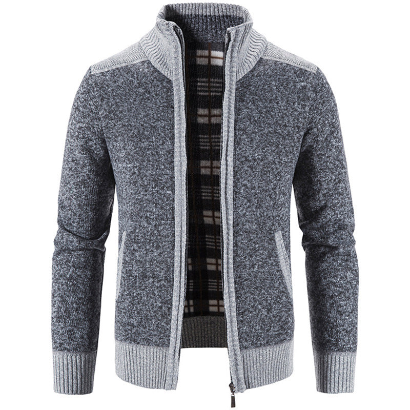 Lune London | Men's Cardigan with Modern Stand-Up Collar and Textured Design
