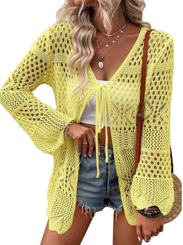 Ladies' knit kimono with an airy mesh structure Lune London