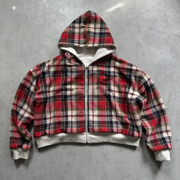 Veste à capuche femme avec doublure à carreaux et fermeture éclair pratique Chic & Stil