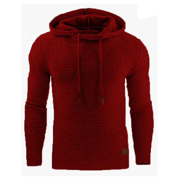 Knitted sweater for men with textured surface and integrated hood Lune London