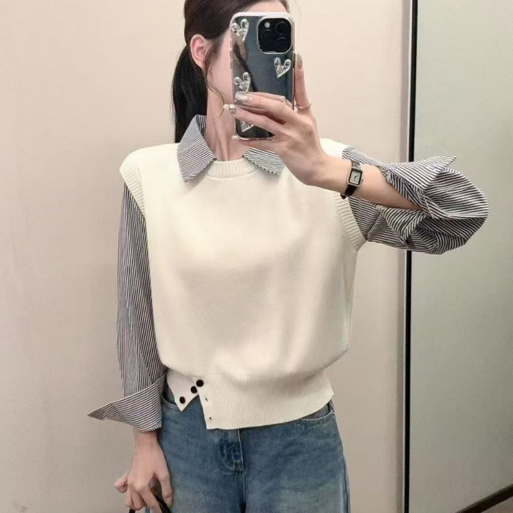 Pull décontracté pour femmes avec des manches de chemise élégantes et un look texturé Chic & Stil