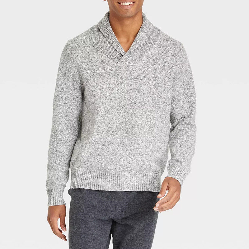 Men's sweater with shawl collar and delicate rib design Lune London