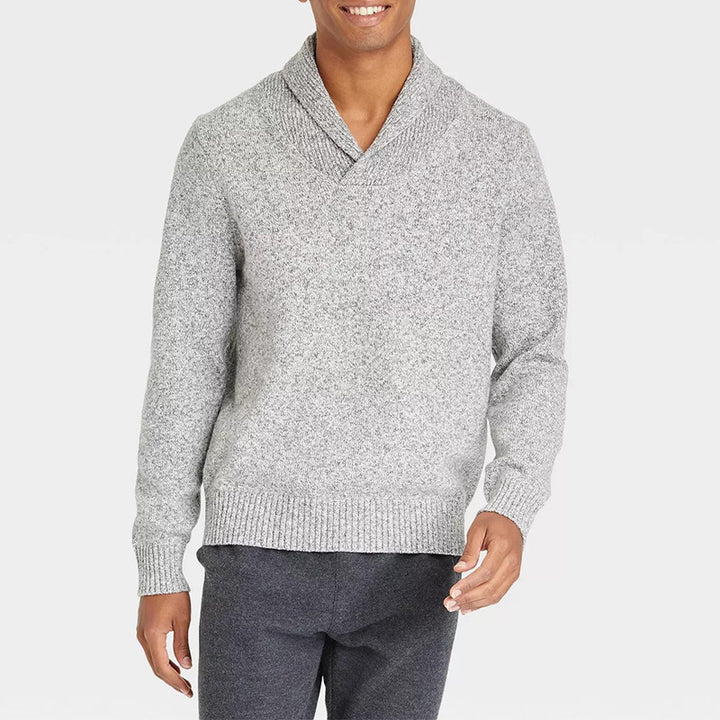 Men's sweater with shawl collar and delicate rib design Lune London