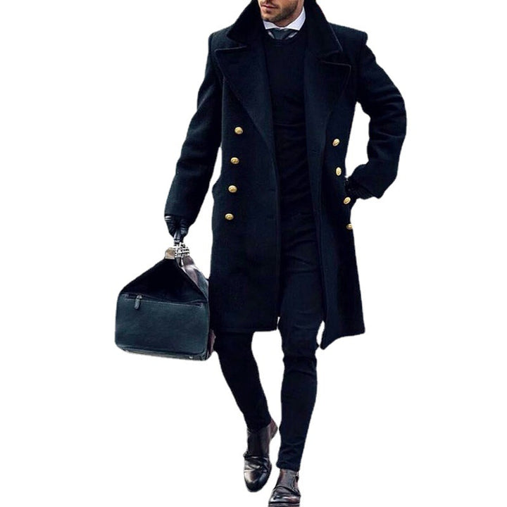 Elegant long coat for men with double row of buttons and wide collar Lune London