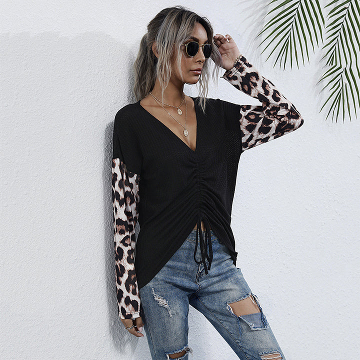Wrapped top for women with leopard sleeves Lune London