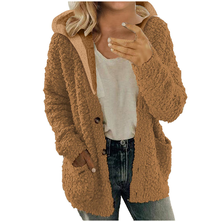 Ladies cozy fleece jacket with hood and practical pockets Lune London