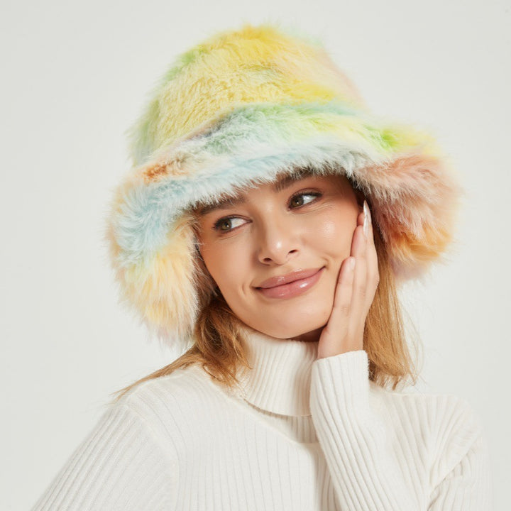 Trendy Faux Fur Hat for Women with Gradient Colors Lune London