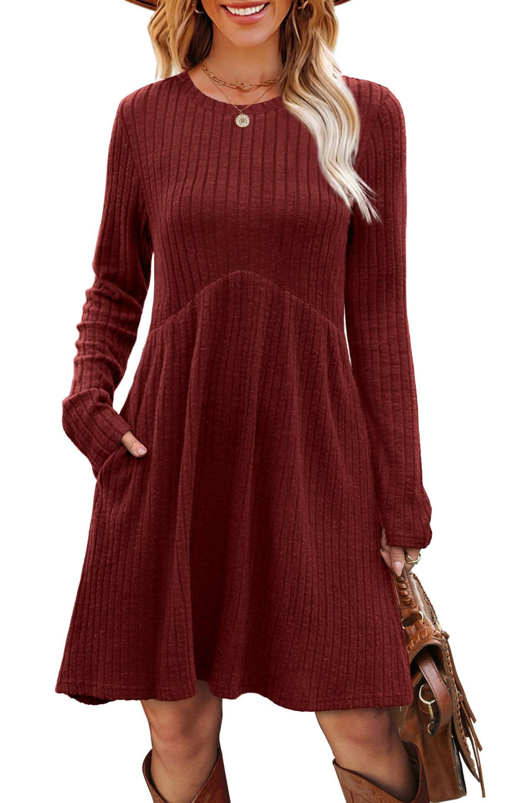 Casual maxi dress for women with ribbed design and pockets Lune London