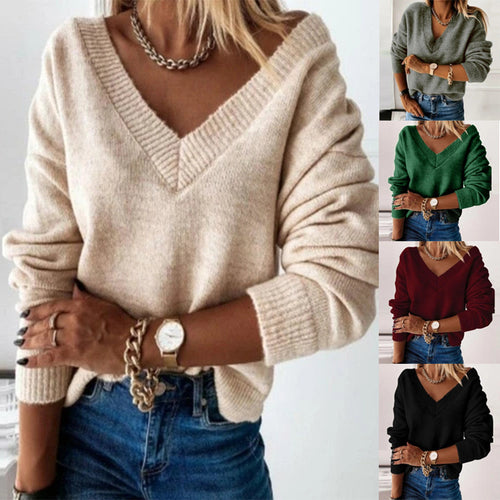Lune London Soft Knit V Neck Casual Women's Sweater
