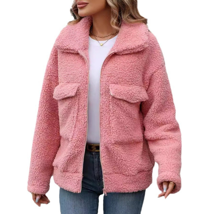 Lady soft jacket with large front pockets and zipper Lune London