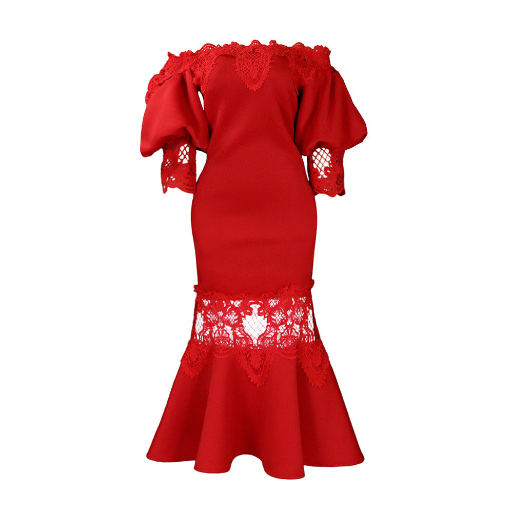 Ladies Elegant Sheath Dress with Lace Sleeves Lune London