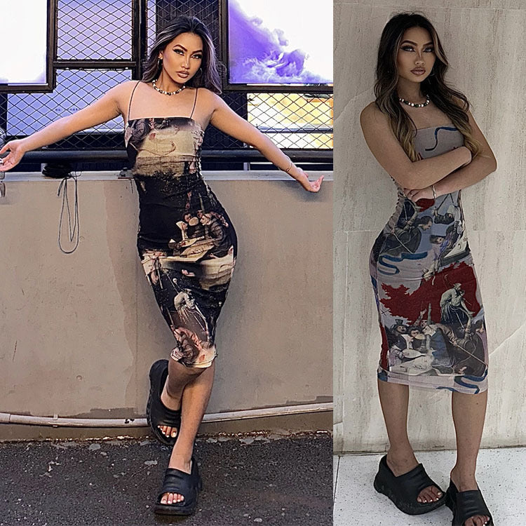 Chic and stylish artistic bodycon midi dress for women