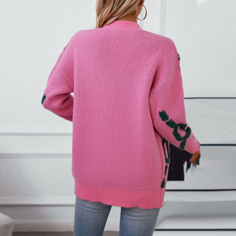 Ladies oversized knitted jacket with a striking design and buttons Lune London