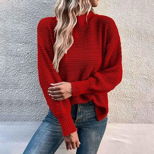 Chunky knit sweater for women with high collar and airy fit Lune Londonl