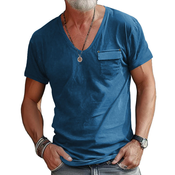 V-neck T-shirt for men with practical chest pocket Lune London