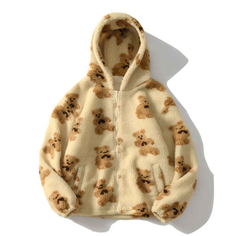 Polar teddy jacket for women with hood and large pockets Lune London