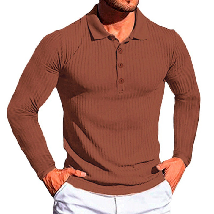 Lune London textured long-sleeve polo shirt for men