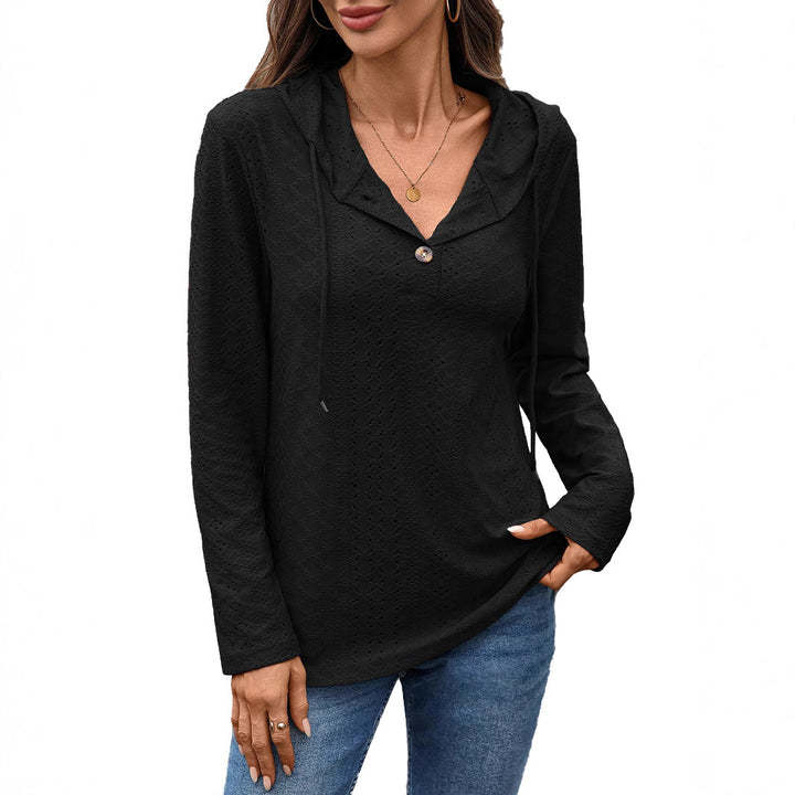 Women’s blouse with a small hole pattern and hood Lune London