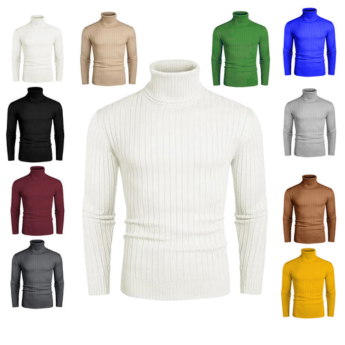 Elegant men's ribbed fine knit turtleneck sweater Lune London