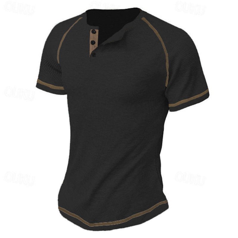 Mid-length sleeve T-shirt for men with button placket Lune London