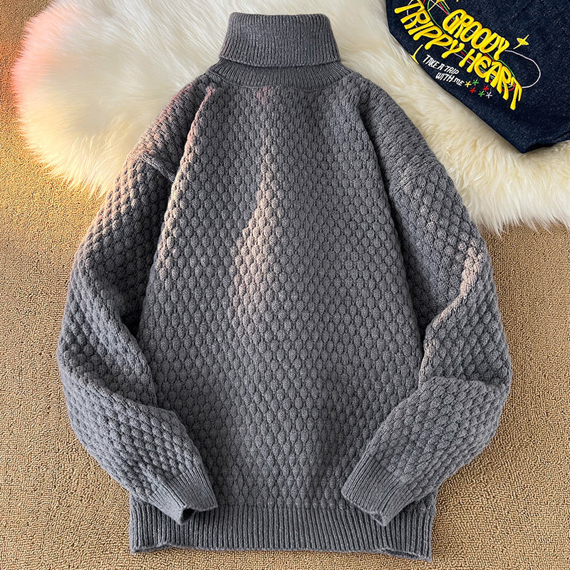 Pull femme en grosse maille avec col montant Lune London