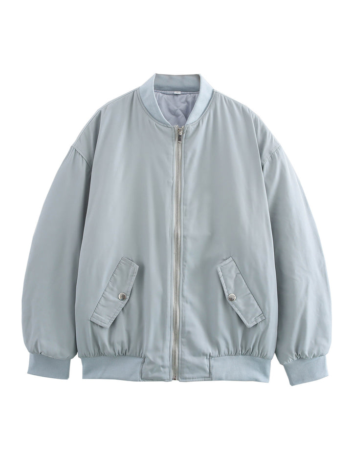 Trendy women's bomber jacket with practical pockets and high collar Lune London